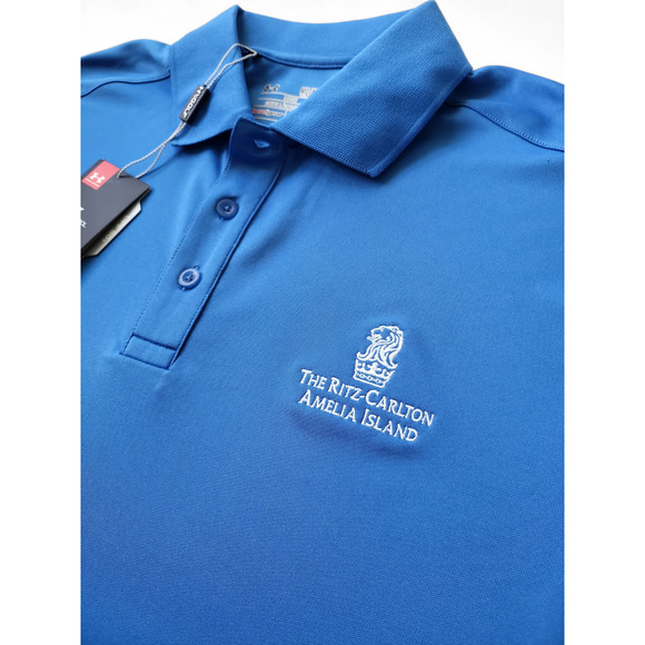 NWT UNDER ARMOUR The Ritz-Carlton Amelia Island Golf Polo UPF50 Blue SIze M - Picture 7 of 9